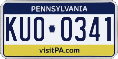 PA license plate KUO0341