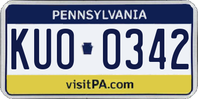 PA license plate KUO0342