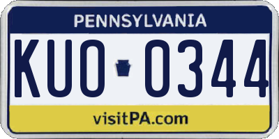PA license plate KUO0344