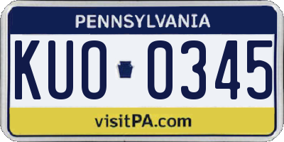 PA license plate KUO0345