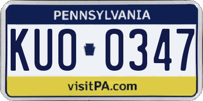 PA license plate KUO0347