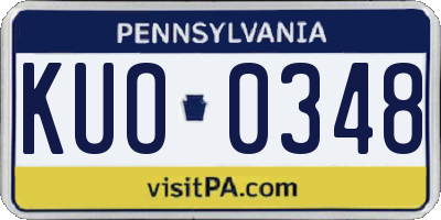 PA license plate KUO0348
