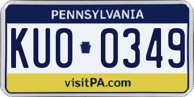 PA license plate KUO0349