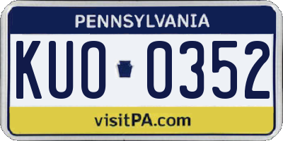 PA license plate KUO0352