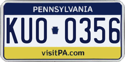PA license plate KUO0356