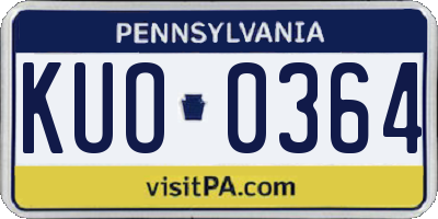 PA license plate KUO0364