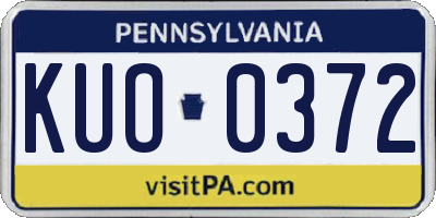 PA license plate KUO0372