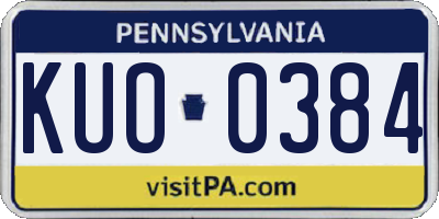 PA license plate KUO0384