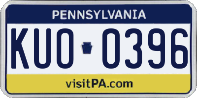 PA license plate KUO0396