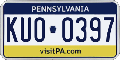 PA license plate KUO0397