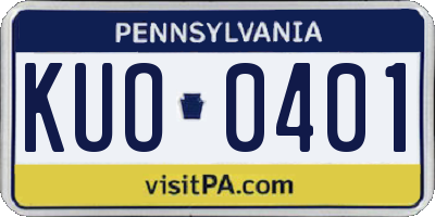 PA license plate KUO0401
