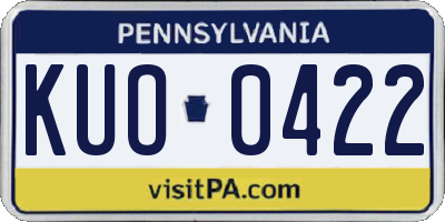 PA license plate KUO0422