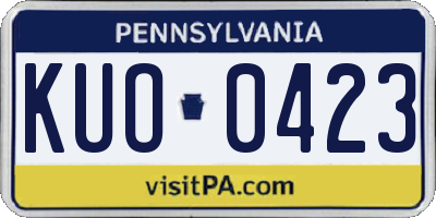 PA license plate KUO0423