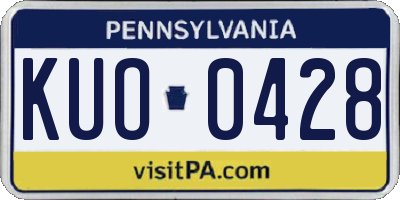 PA license plate KUO0428