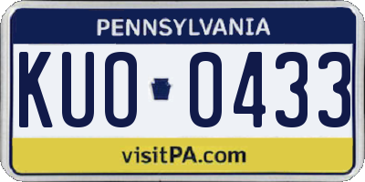 PA license plate KUO0433