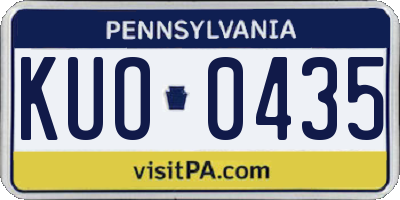 PA license plate KUO0435