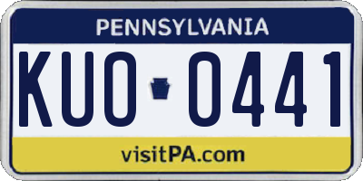 PA license plate KUO0441