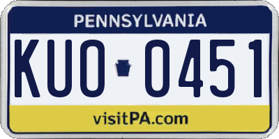 PA license plate KUO0451