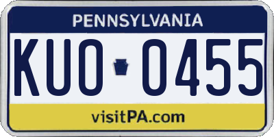 PA license plate KUO0455