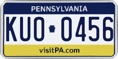 PA license plate KUO0456