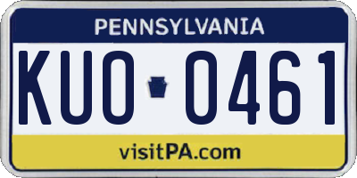 PA license plate KUO0461