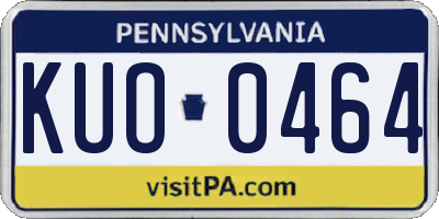 PA license plate KUO0464