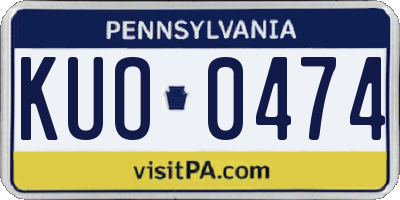 PA license plate KUO0474
