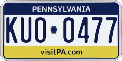 PA license plate KUO0477