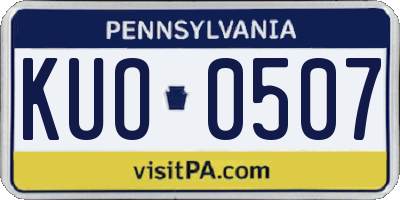 PA license plate KUO0507