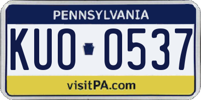 PA license plate KUO0537