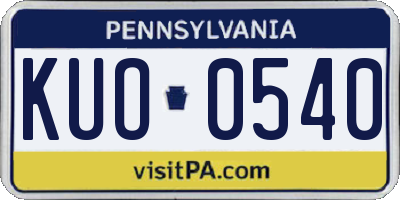 PA license plate KUO0540