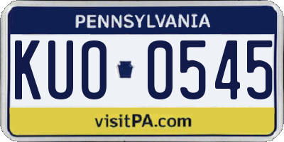 PA license plate KUO0545