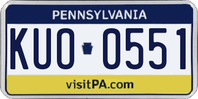 PA license plate KUO0551