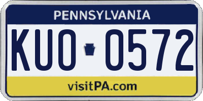 PA license plate KUO0572