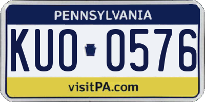 PA license plate KUO0576