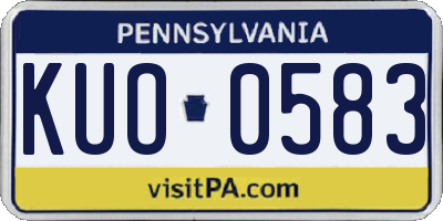 PA license plate KUO0583