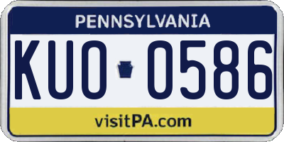 PA license plate KUO0586