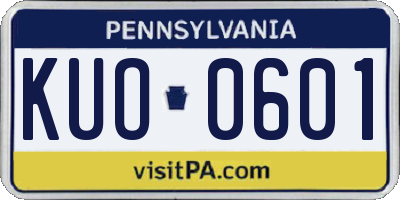 PA license plate KUO0601