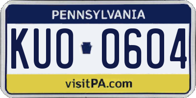 PA license plate KUO0604