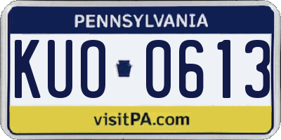PA license plate KUO0613