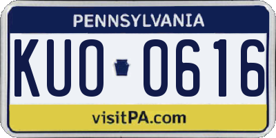 PA license plate KUO0616