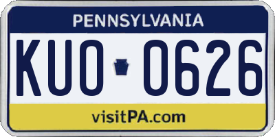 PA license plate KUO0626