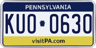 PA license plate KUO0630