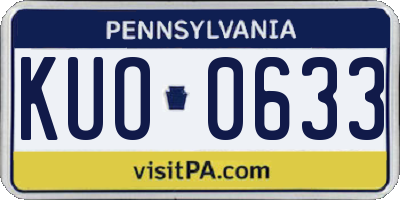 PA license plate KUO0633