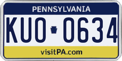 PA license plate KUO0634