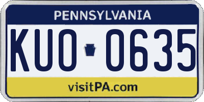 PA license plate KUO0635