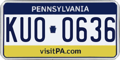 PA license plate KUO0636