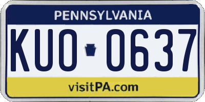 PA license plate KUO0637