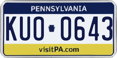 PA license plate KUO0643