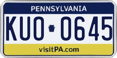 PA license plate KUO0645